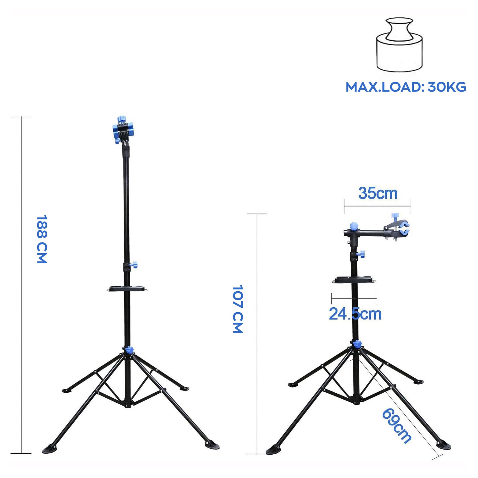 BOUDECH Shelter - Supporto per Riparazione Bici 198x104 cm Cavalletto Bicicletta con Porta Utensili in Acciaio Nero