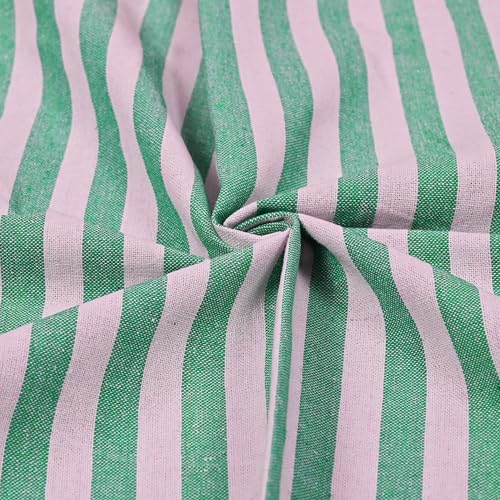 Image of Cotton Stripes Sofa Table Cover with lace 40 x 60 Inch Green