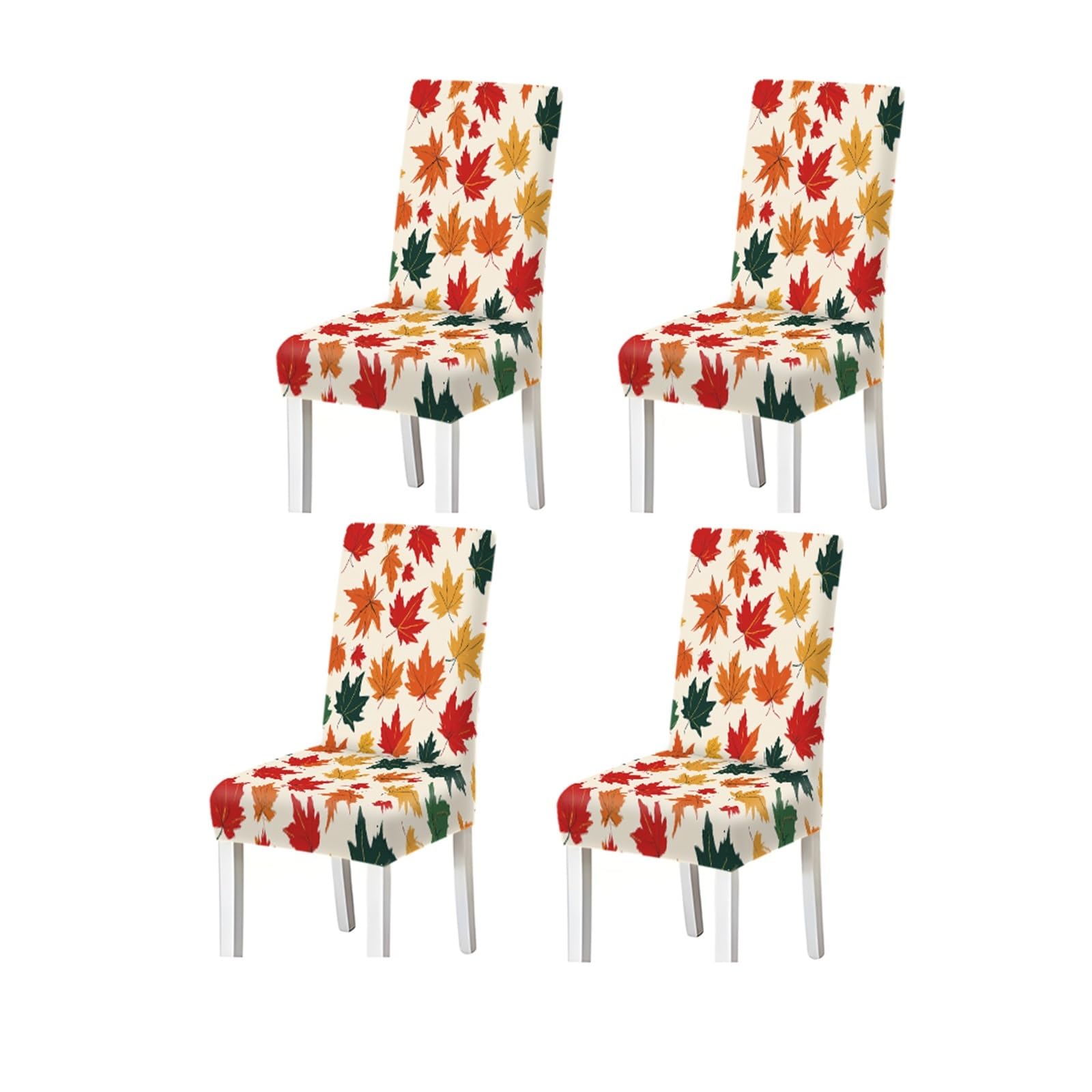 Bosuybn One Color Autumn Maple Leaf Pattern Print Dining Chair Covers Set Of 2/4/6, Stretch Slipcovers For Kitchen Dining Room Furniture Protectors For Home Dining Room(4Pcschair Cover)