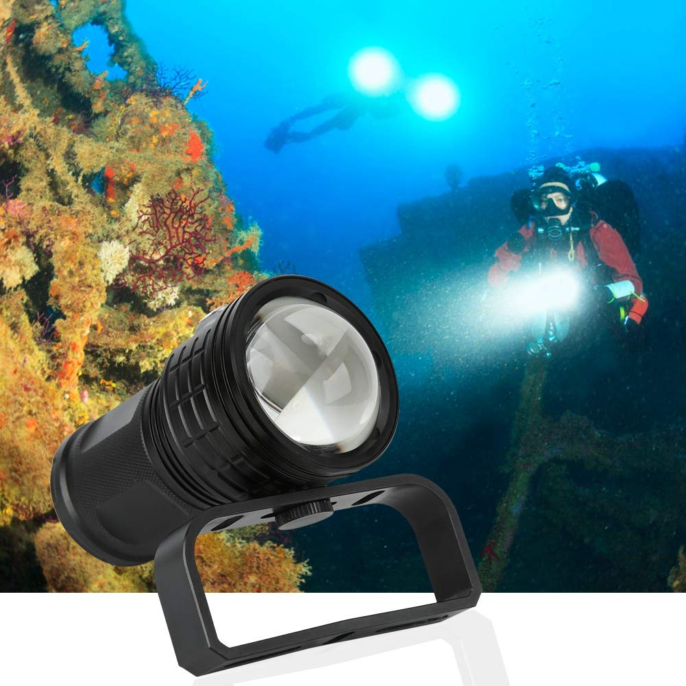 Qinlorgo Lumières sous-Marines Plongée Lumière, QX3 10800LM Étanche LED Lampe de Poche COB sous-Marine 80 M Photographie Vidéo Plongée Remplir Torche Lumière(Noir)