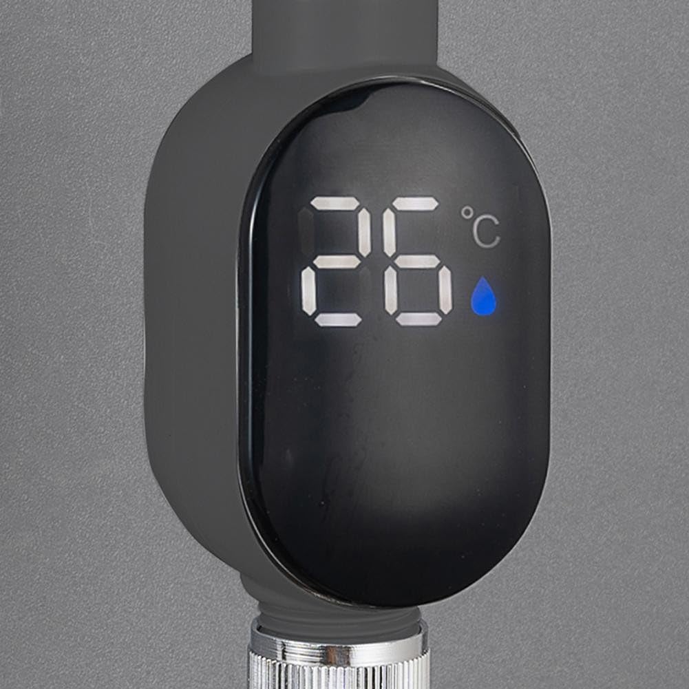 Termometro digitale da doccia con display della temperatura per rubinetto del bagno, impermeabile in acciaio inossidabile 304, gamma 0-99 °C, indicatore LED codificato a colori, 106 x 45 mm