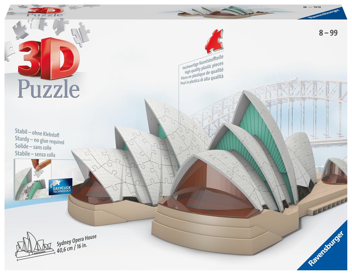 Ravensburger Puzzle, Puzzle 3D, Sydney Opera House, 216 Piezas, Edad Recomendada 10+, Rompecabezas de Calidad