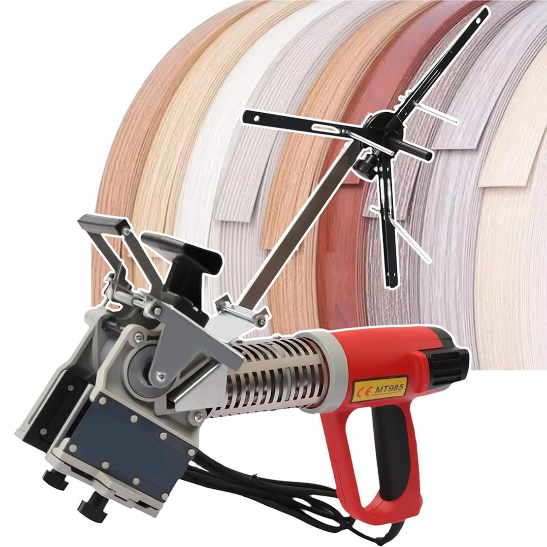 Edge Banding Machine, Portable Double Side Glue Woodworking Bander with Curve & Straight Trimming for Carpentry