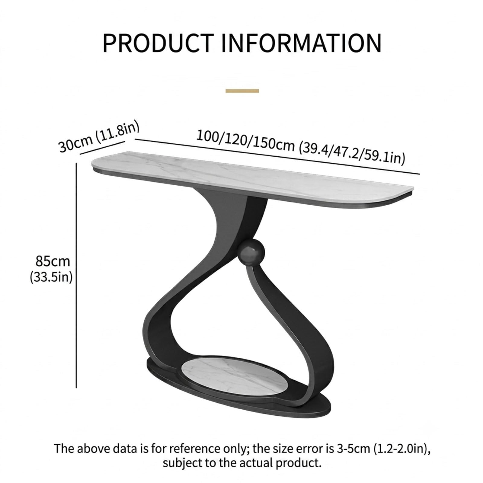 Consolle con ripiano Moderna, Stretto Tavolino da Divano in Metallo Base | Tavolo Consolle Ingresso in Pietra Sinterizzata, Mobile d'ingresso per Piccoli Spazi(Gold+Gray,L100CM/39.4IN)