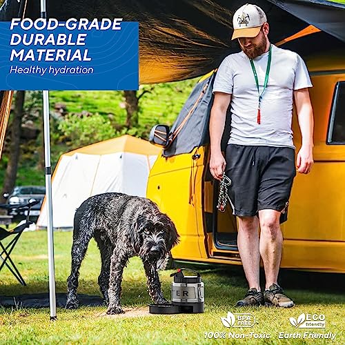 Image of lesotc Portable Dog Water Bottle, 56oz Large Travel Water Bowl Dispenser for Dogs Camping Beach Walking Essentials, Big Pet Bottles Hiking Traveling Park Car Trips Accessories for On the Go, BPA Free