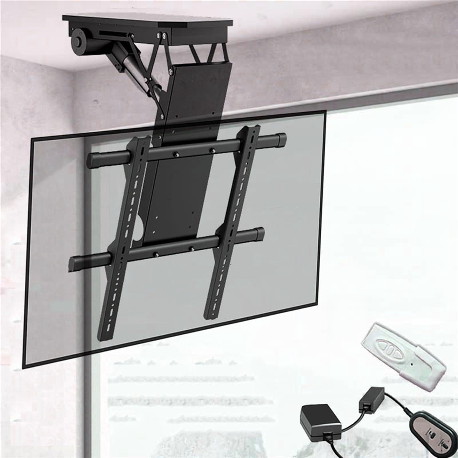CAFIEDR Electric Tv Ceiling Mount-Tv Wall Mount,0-85° Flip Down Telescopic Tv Lift Mount,Fits 50-90 Inch Tvs Hidden Fold Tv Lift Electric Mount,Easy To Install Ceiling Tilti.50-90inch TV