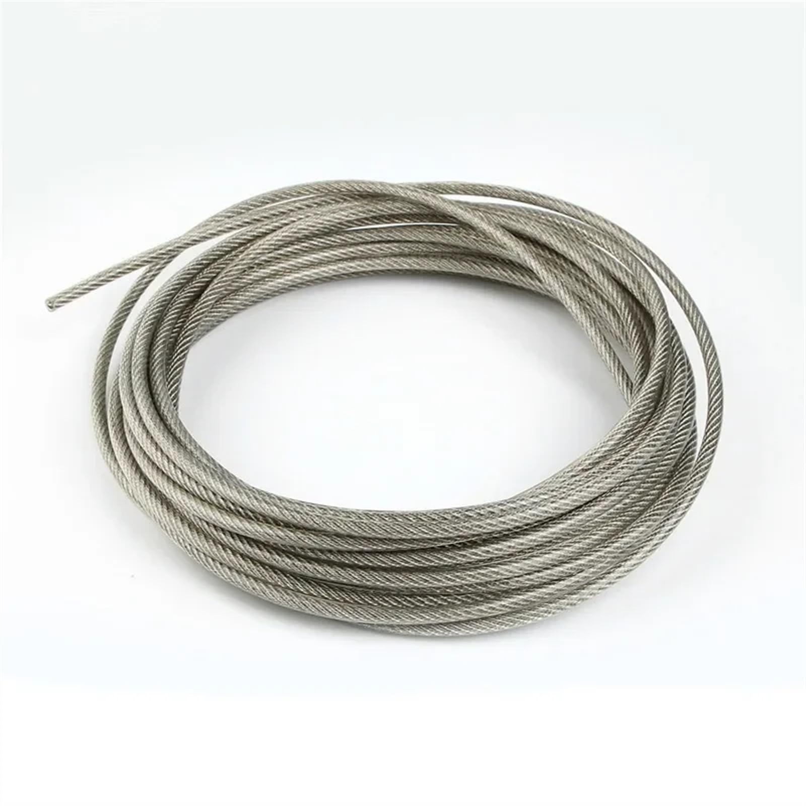 Cable Acero, Cable de Acero Cable Flexible de Acero Recubierto de PVC de 5 mm de diámetro, 10 Metros, Transparente + Plateado