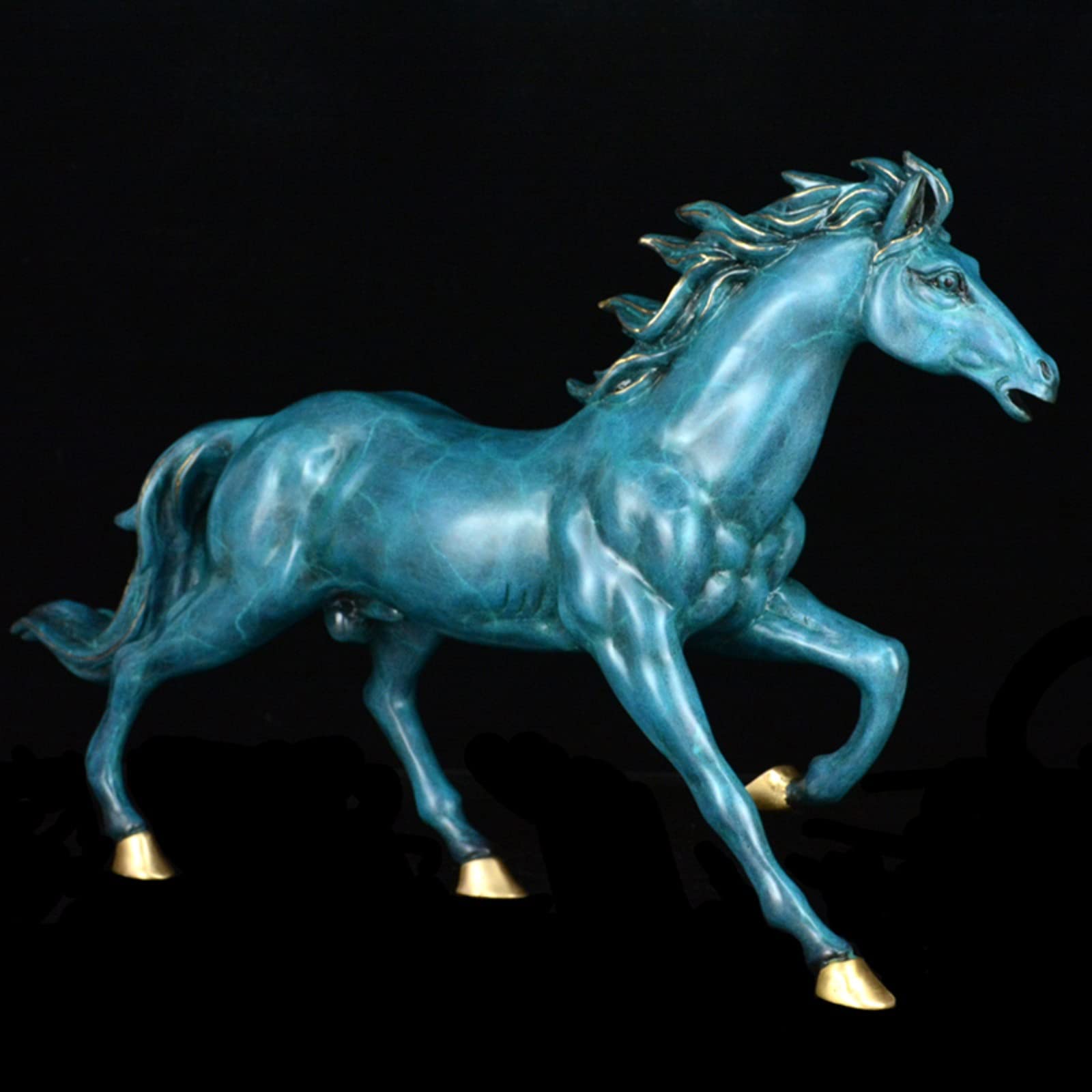 Ozdoba Feng Shui Chiński Feng Shui Koń Szczęście Statua Miedź Chiński Zodiak Dekoracja stołu Bogactwo Statua dobrobytu Najlepszy prezent na parapetówkę 10,6 cala Wysokość Wystrój Statua