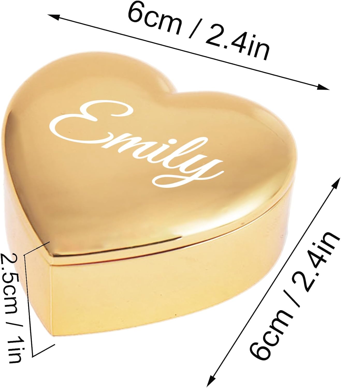 Personalized Metal Jewelry Keepsake Box Custom Name Initials - Customized Heart Shaped Jewelry Gift Box for Daughter Mom Sister Friend, for Graduation Mothers Day Birthday Wedding Christmas - Image 7