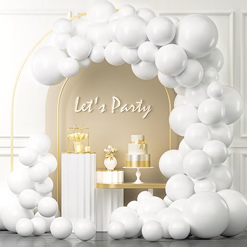 Miniatura 1 de YAOWKY Kit de arco de guirnalda de globos blancos, 100 globos blancos de 18 pulgadas, 12 pulgadas, 10 pulgadas, 5 pulgadas, diferentes tamaños para