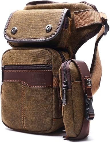 Miniatura 9 de Hebetag Bolsa de lona para piernas al aire libre para hombres y mujeres táctica militar motocicleta ciclismo multi-bolsillo cintura riñonera bolsa