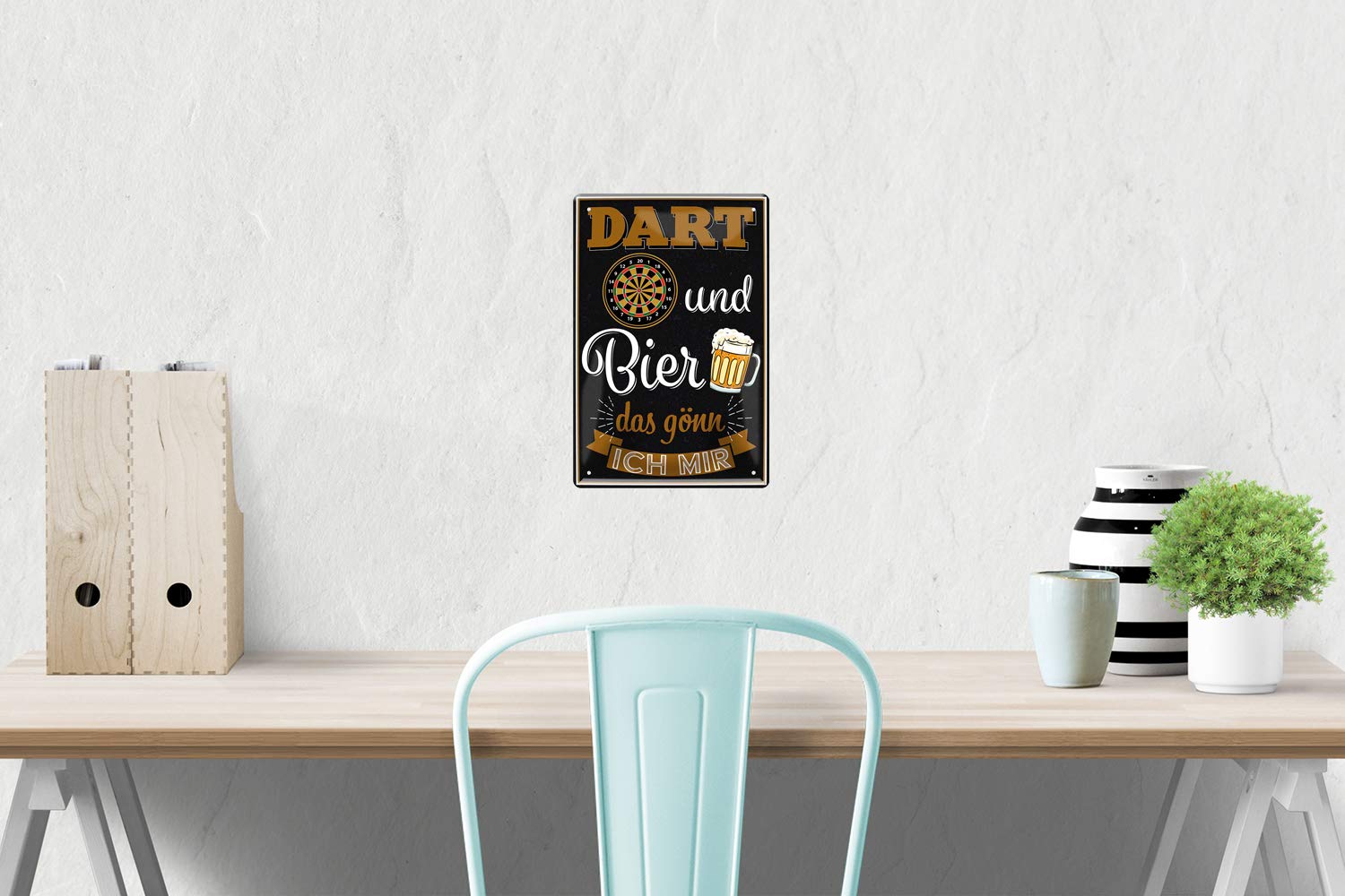 Blechschild Dart + Bier - Lustige Wanddekoration Für Dartfans & Partys