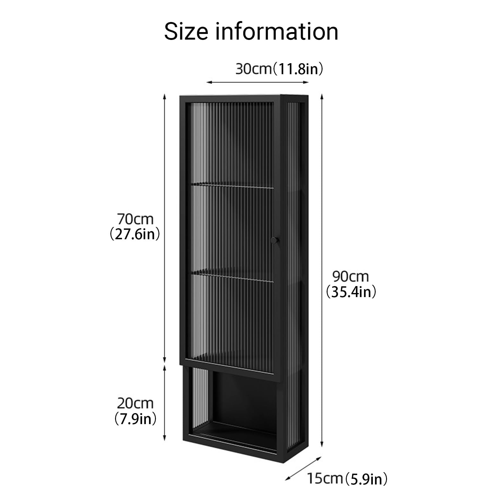 Armario de baño montado en la pared con puerta de cristal, marco de metal, solución de almacenamiento estrecha para cocina y lavandería