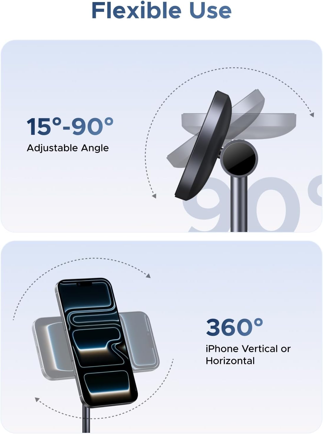UGREEN Qi2 15W 2-in-1 Wireless Charging Stand, Fast Wireless Charger for iPhone 17 16 15 14 13 12 Series and AirPods, Dual Device Charging, MagSafe Charger Desk Charging Station for Home Office