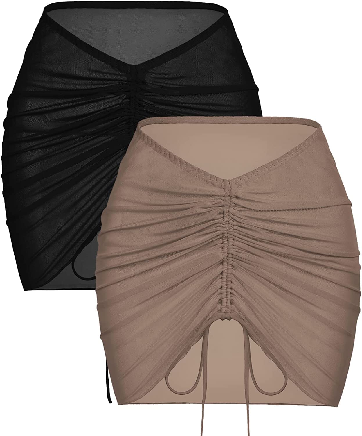 AI'MAGE 2 Pieces Sheer Mesh Bikini Wrap Sarong