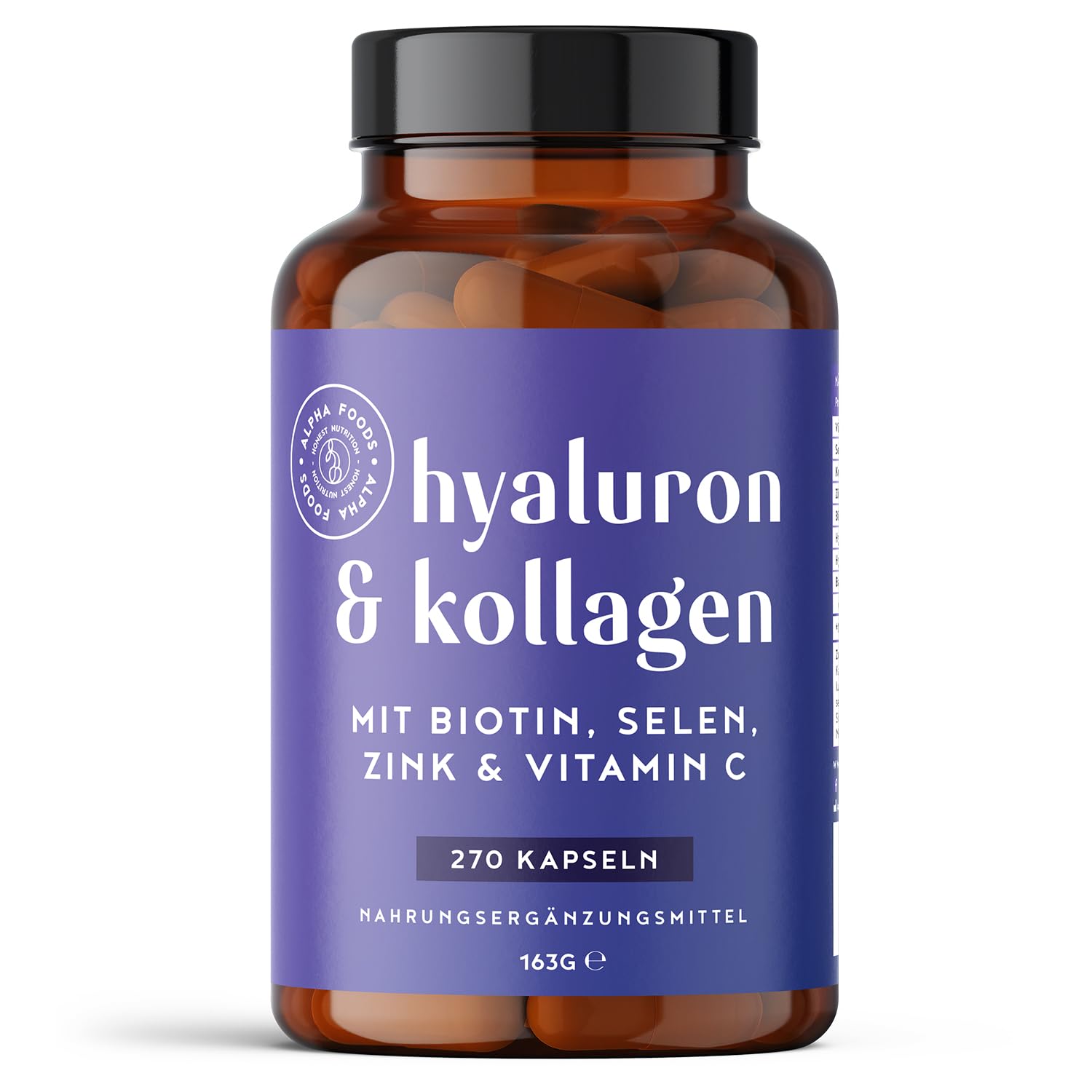 Alpha Foods Hyaluron & Kollagen Komplex 270 Kapseln