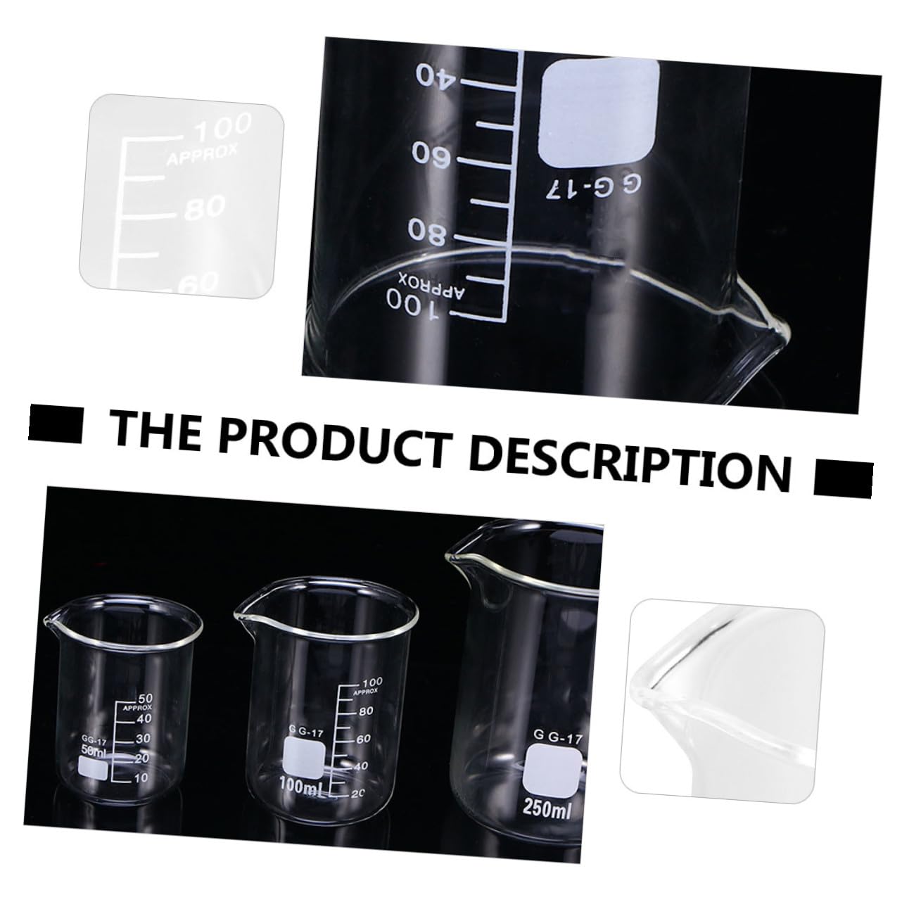 Set 10 Misurini in Vetro Trasparente Da 100 Ml Scala Graduata, Bicchieri Di Misurazione Precisi Per Cucina e Laboratorio, Becher Per Liquidi Facile Lettura e Durevoli
