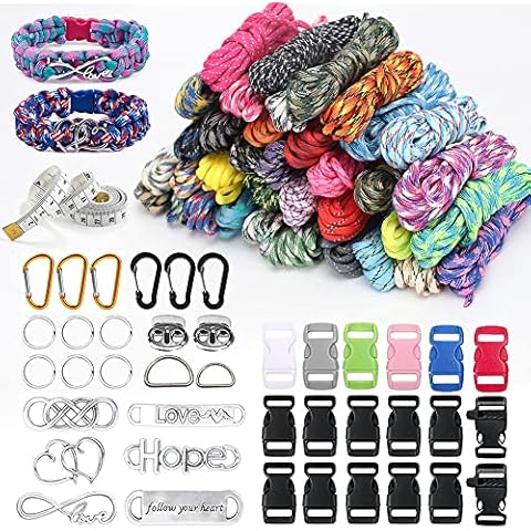 LUPATDY Paracord Set, Paracord 550 Nylon Cord Paracord Rope Multifunction Includes Rope Buckle and Sewing Needles, Suitable for Making DIY Bracelet, Lanyard, Keychain Cover