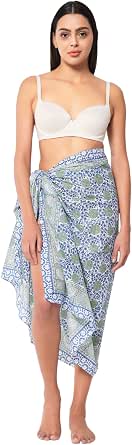Parihan Swimsuit Beach Sarong Cover Up for Women - Hand Print Wrap Skirt