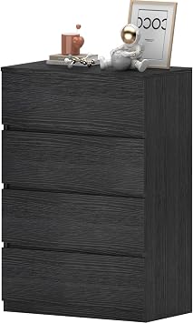 furtble 4 Drawer Dresser, Dresser for Closet, Small Dressers Modern Nightstand Chest of Drawers for Bedroom Storage Cabinet for for Entryway, Living Room, 23.6 in, Black