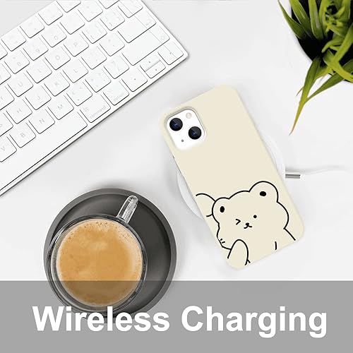 Miniatura 7 de JOYLAND Fundas compatibles con iPhone 13, diseño de oso negro a juego, funda protectora de silicona ultra delgada con forro de microfibra