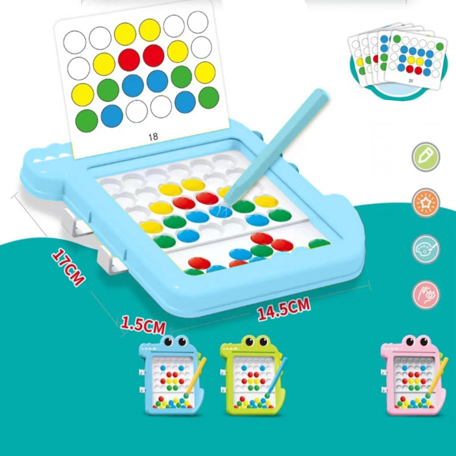EIH Planche à Dessin Magnétique Enfant - Tableau Magnétique Crocodile Avec Stylos Et Perles Colorées, Jeu Montessori Voyage