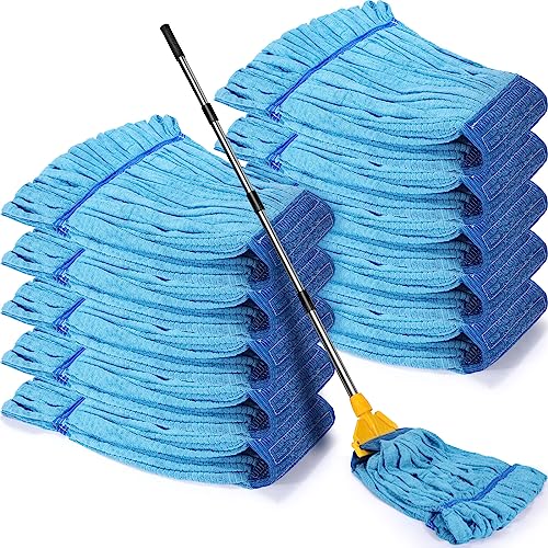 Image of Lallisa 10 Pcs Commercial Mop Head Replacement Tube Microfiber Mop Heads for Floor Cleaning Industrial Mop Heads Looped End Wet Mop Head Refill for Home Commercial Industrial Use (Blue,18 oz)
