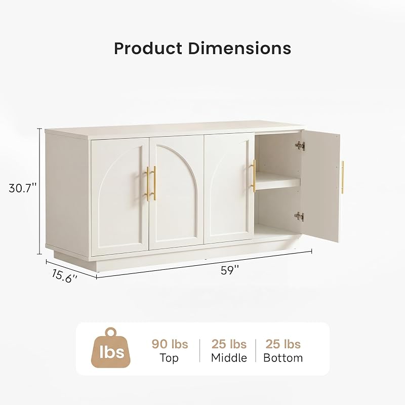 Fatmok Modular Entertainment Center, Arched Storage Wall System with Display Shelves & Hidden Storage for Living Room, Beige(HAH,3-Piece) image 2