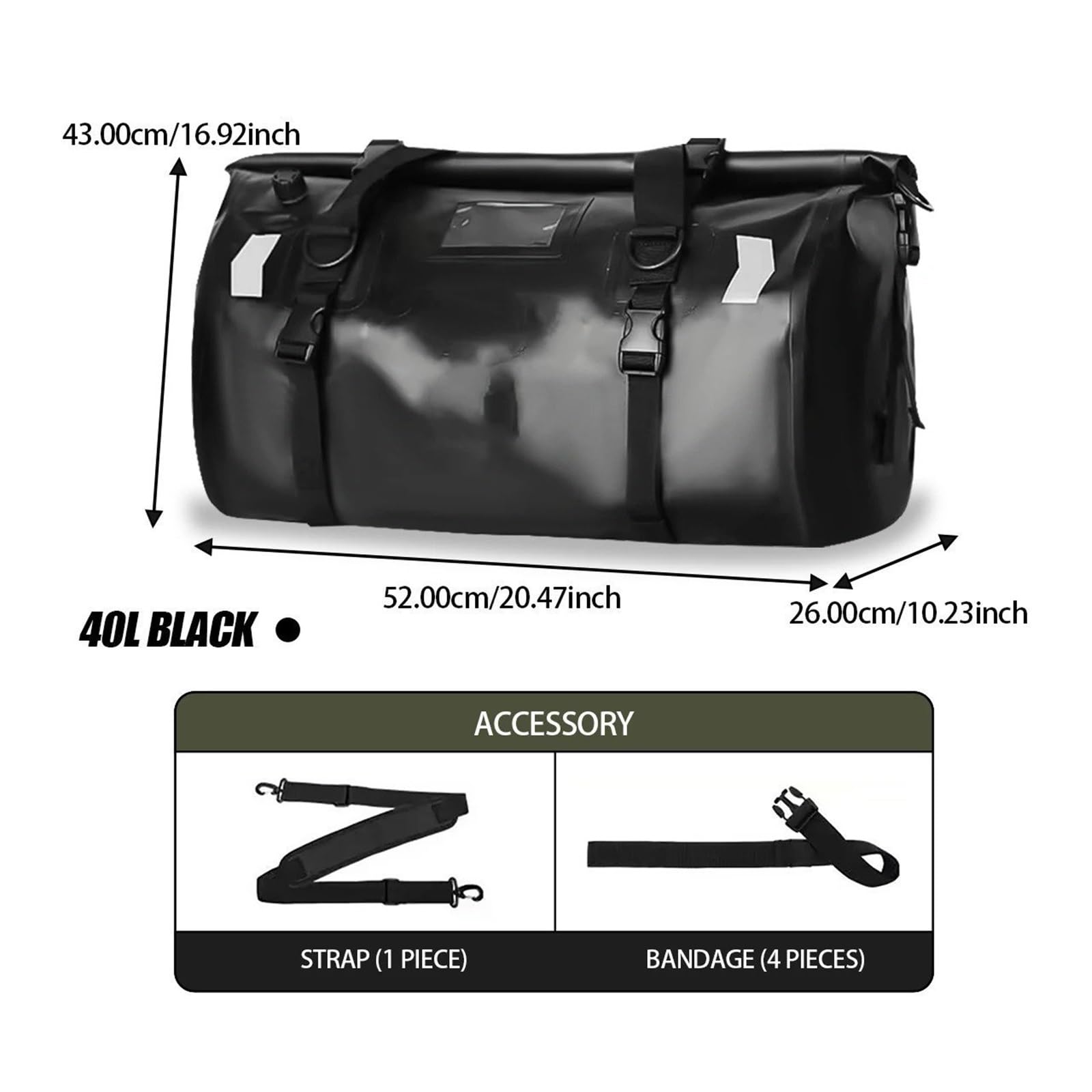 Top Case Motos Bolsa Trasera Impermeable para Motocicleta, Paquete Rollo Equipaje Seco Viaje Al Aire Libre Asiento Mochila 20/40/66 Bolsa De Moto(100L Carbon Fiber)