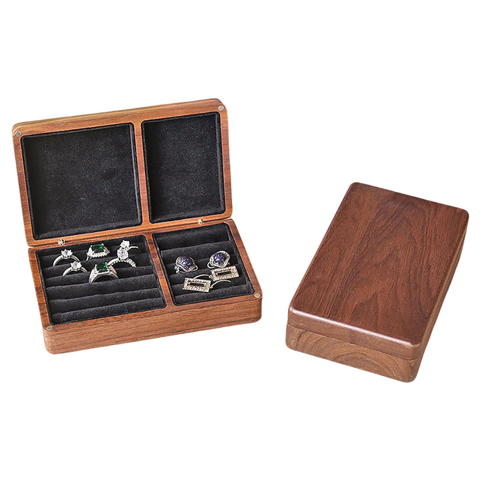 Msioytog Sophisticated Wood Jewelry Container with Drawers Home Accessory Portable Decoration for Collectors and Enthusiasts Protective Lining