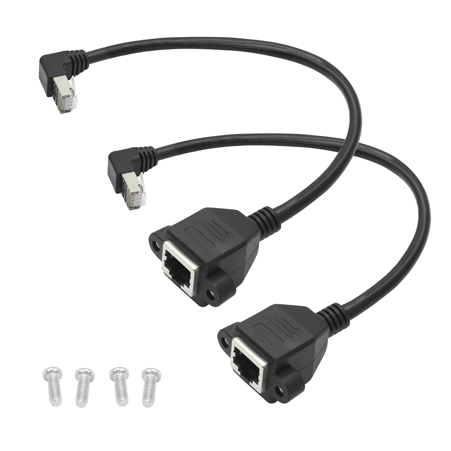 Cable Ethernet Cat6 90° Abajo 2-pack 30cm RJ45 Macho a Hembra Blindado