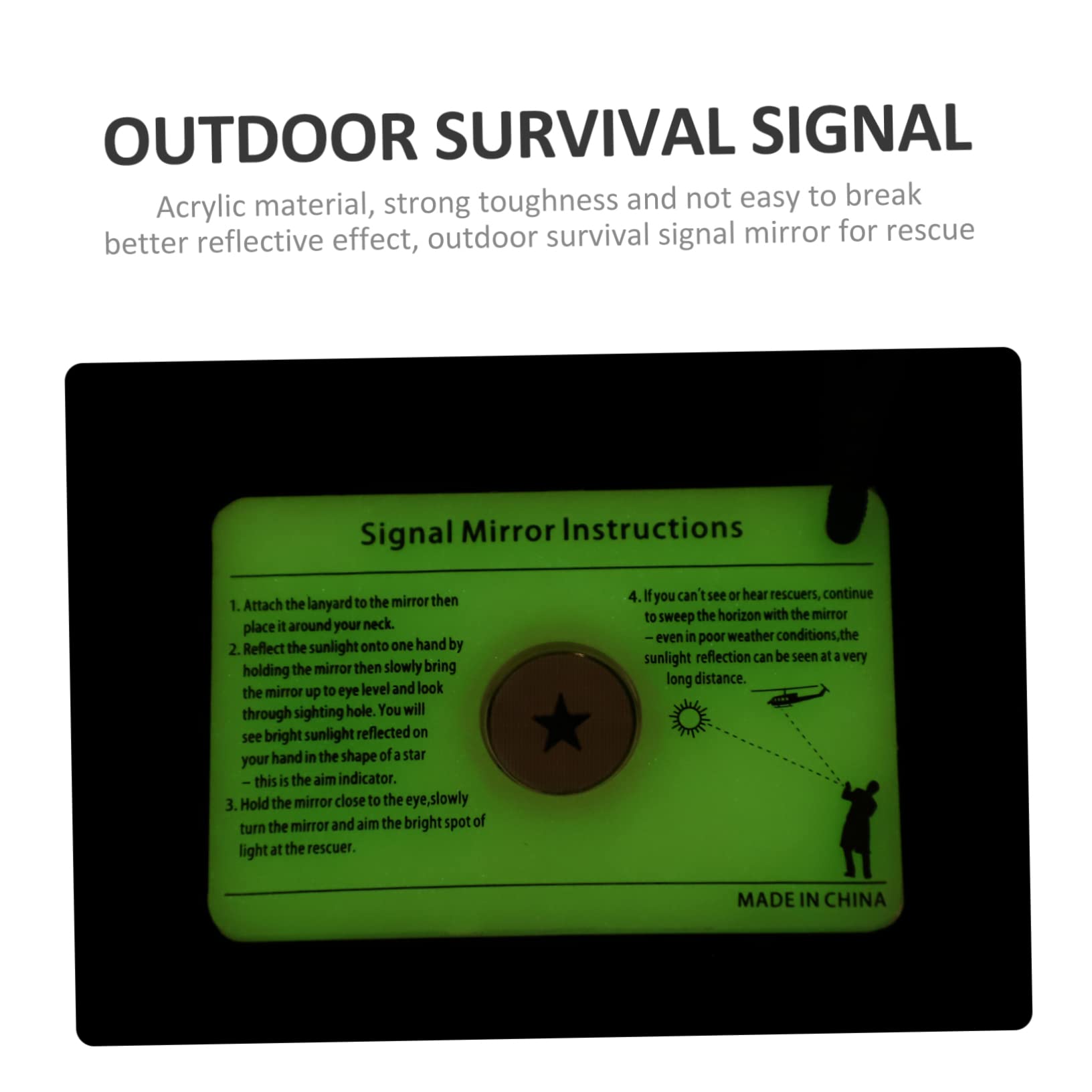 Reflektierender Signalspiegel für Outdoor Notfälle Tragbarer Survival Spiegel mit Aufhängeseil Robust und Langlebig für Camping und Rettungseinsätze