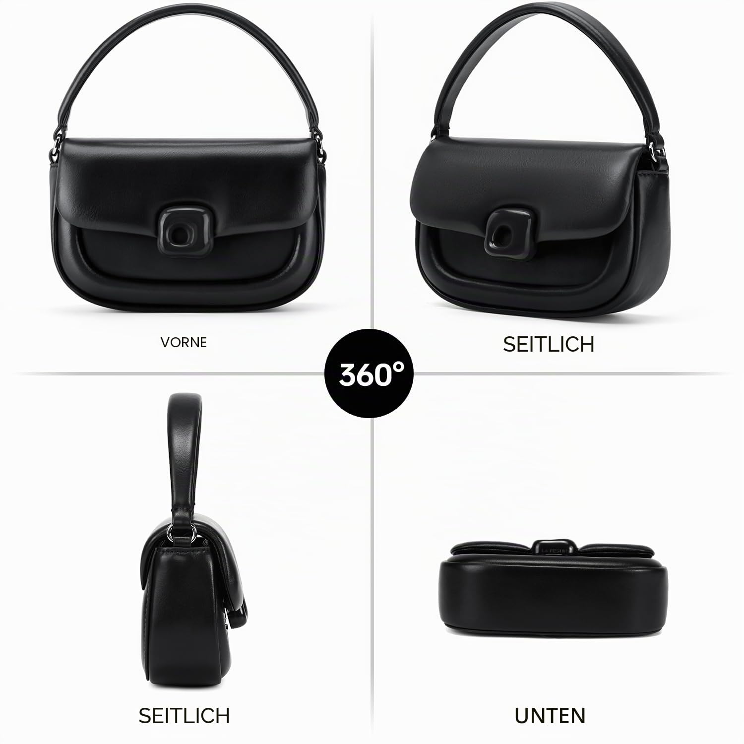 LA FESTIN Süße Mini Handtasche aus Leder für Mädchen & Damen, Umhängetasche mit Edelsteinverzierung, Elegante leder Shopper Tasche für täglichen Einsatz, Schule, Dating