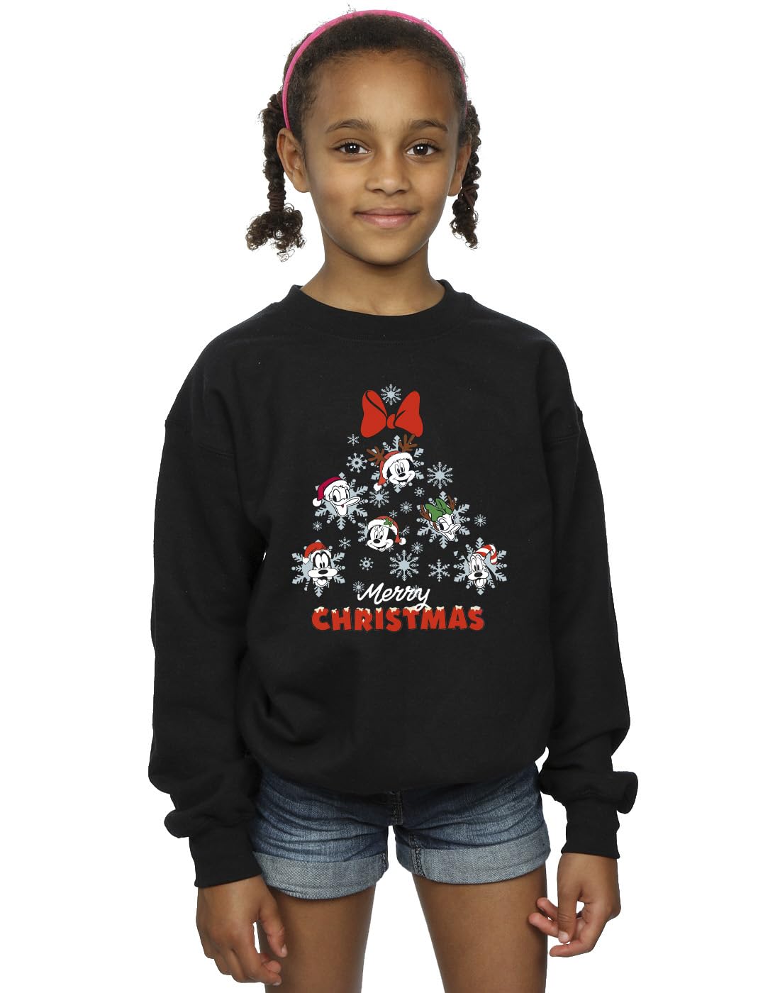 Disney Girls Mickey Mouse and Friends Christmas Tree Sweatshirt Black 5-6 Years