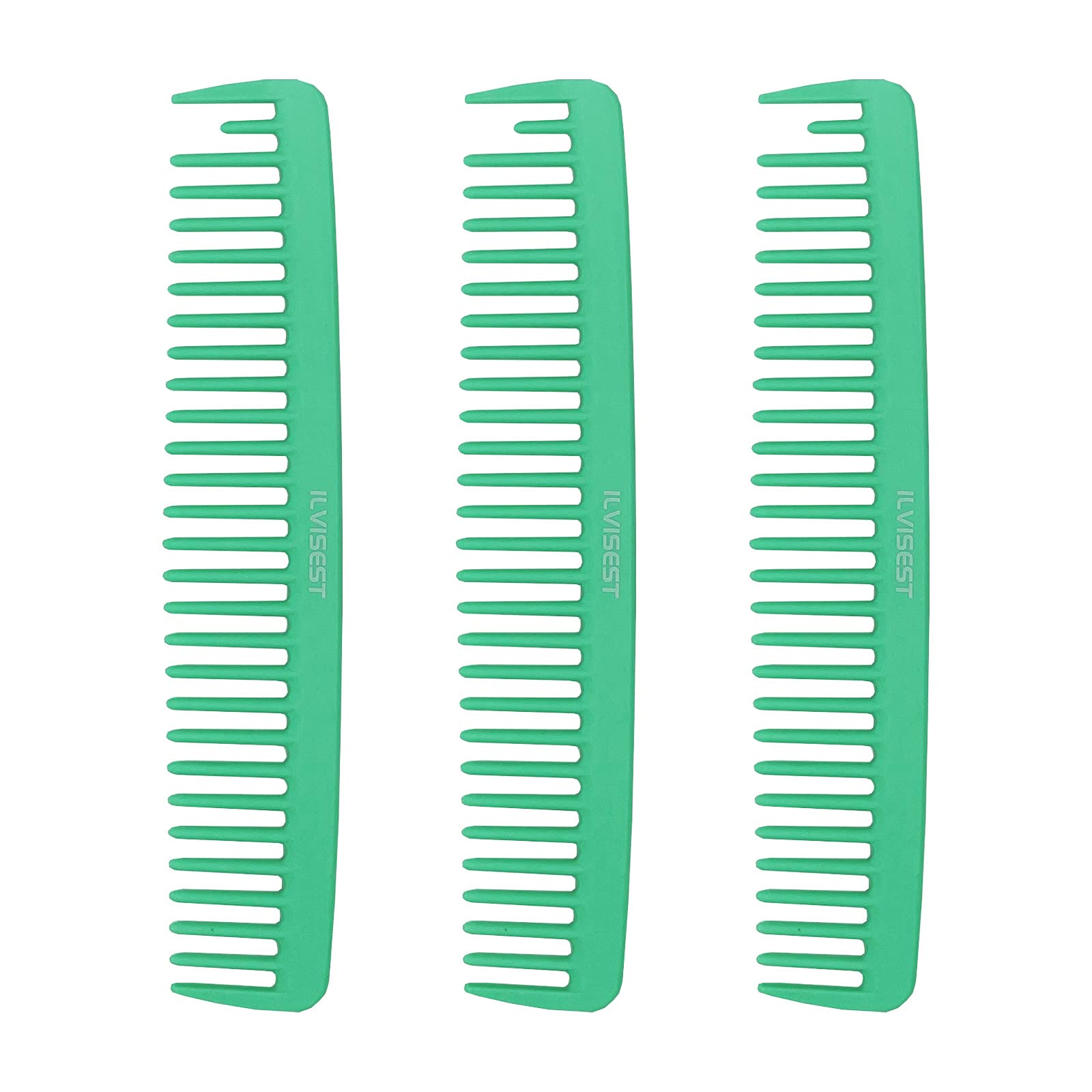 8 Inch Detangling Comb,3Pack Green Carbon Fiber & Large wide Tooth Detangle Comb for Wet and Dry Hair, Straight Curly Hair
