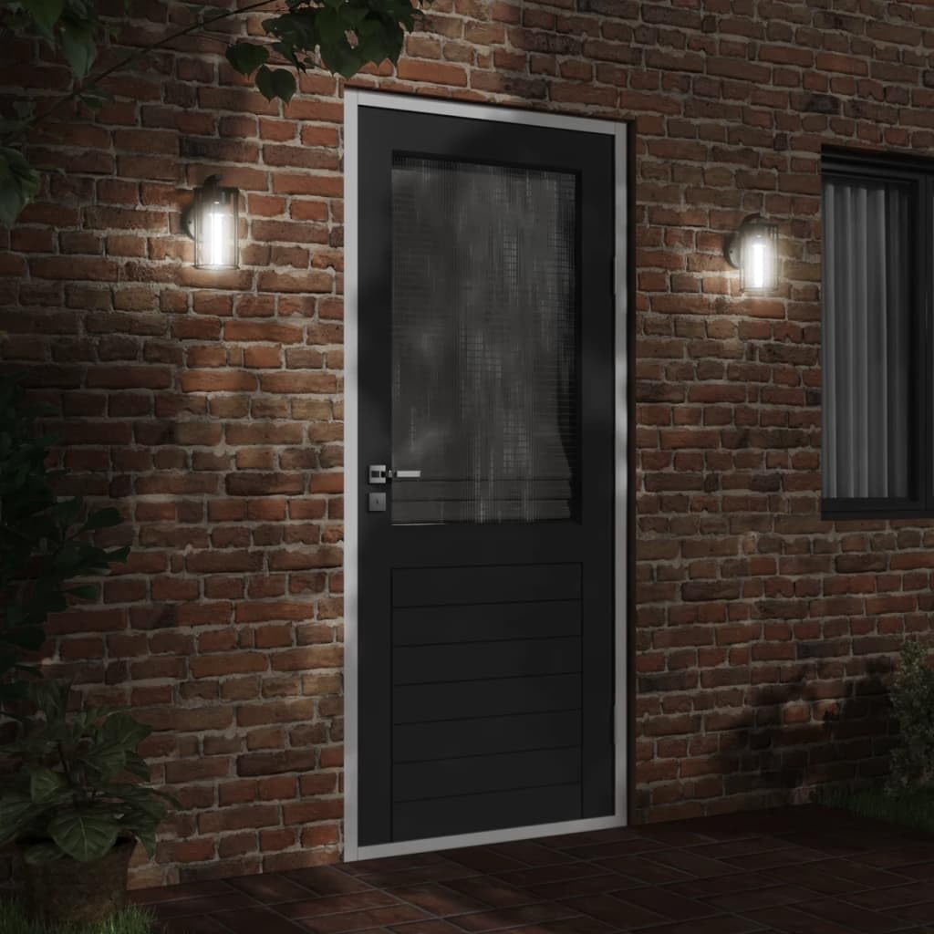 Lampy ścienne zewnętrzne, 2 sztuki, czarne, stal nierdzewna, klasa ochrony IP44, odporne na warunki atmosferyczne, 14 x 14 x 25 cm, do ogrodu, na taras, balkon, z dyfuzorem PC, oprawka E27, 11