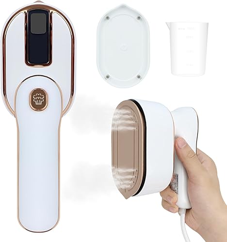 FAWAIKTU Plancha de mano portátil, mini plancha para ropa, vaporizador giratorio de 180, para ropa seca y húmeda, para viajes en casa o universidad