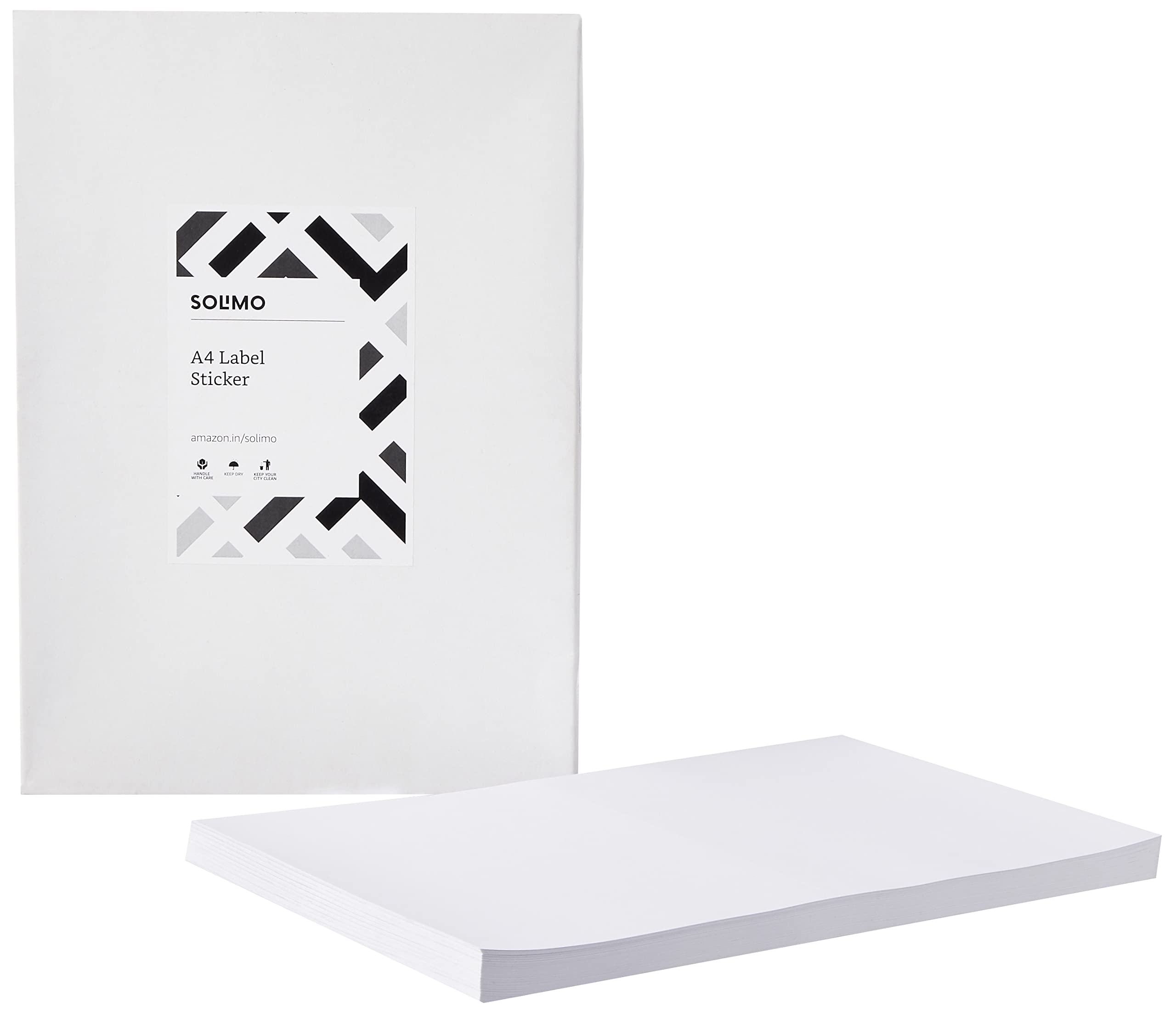 Amazon Brand - Solimo Self-Adhesive Label Sticker, A4 Size, 1 Label Per Sheet, 100 Sheets Pack