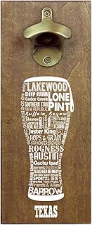 Torched State Craft Beer Typography Magnetic Beer Bottle Opener with Cap Catcher (Texas) | Wall Mounted Bottle Opener Refrigerator Magnet | Makes a Great Gift for Men, Beer Lovers, and Collectors