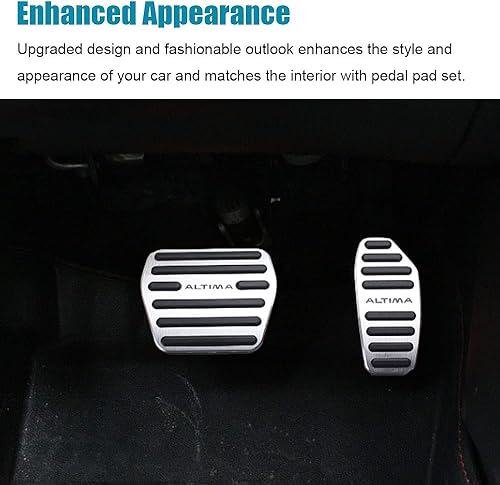 Vista 21 de LEXLEY 2 almohadillas antideslizantes de aluminio para pedal de freno de gas, cubiertas de pedal de acelerador sin perforación para Nissan Altima