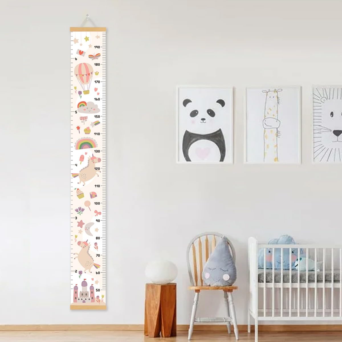 Toise Pour Enfants Mesure Croissance Toise Bébé Murale, Décoration De Chambre De Filles Cadeaux Pour Filles,Thème Château De Licorne 160cm x 20cm (Beige Clair)