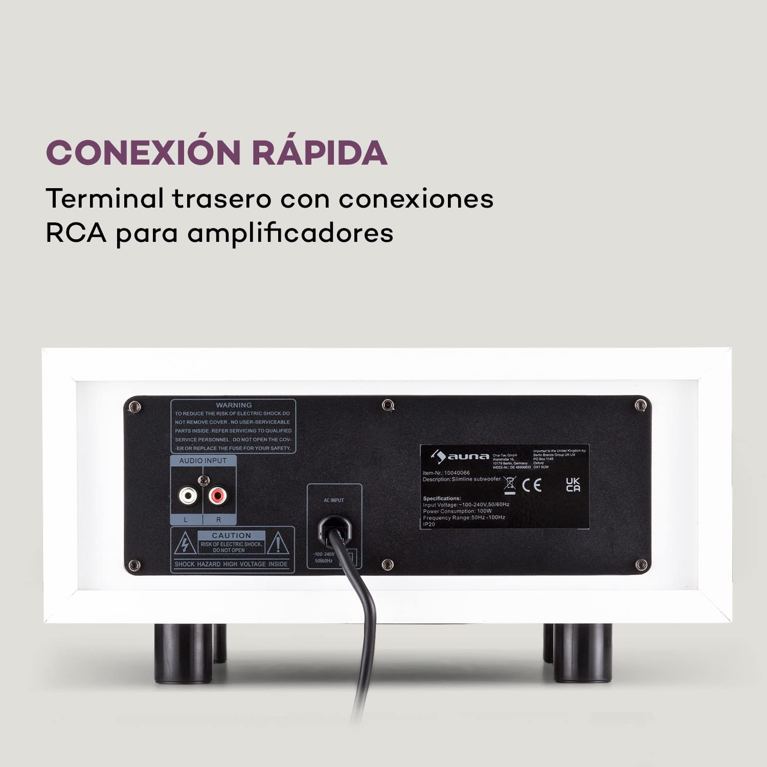 AUNA 2 Subwoofers Hi-Fi, Altavoz Subwoofer Pasivo 80 W RMS Potencia de 100 W, Diseño Compacto Home Cinema, Altavoces Sonido Estéreo AUX Input para MP3 y Reproductor de CD, Volumen, Auto-Off