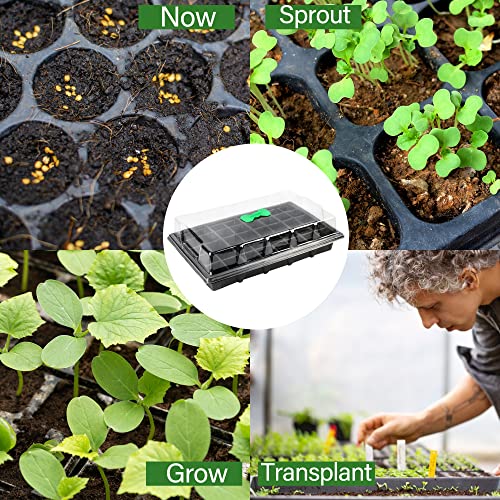 Winemana 5 Set Seed Starter Trays With Humidity Dome, 200 Cell Grow Trays Seedlings Plant Staring Trays With Labels, Garden Propagator Set, Mini Greenhouse Germination Kit For Seed Growing #TOP6