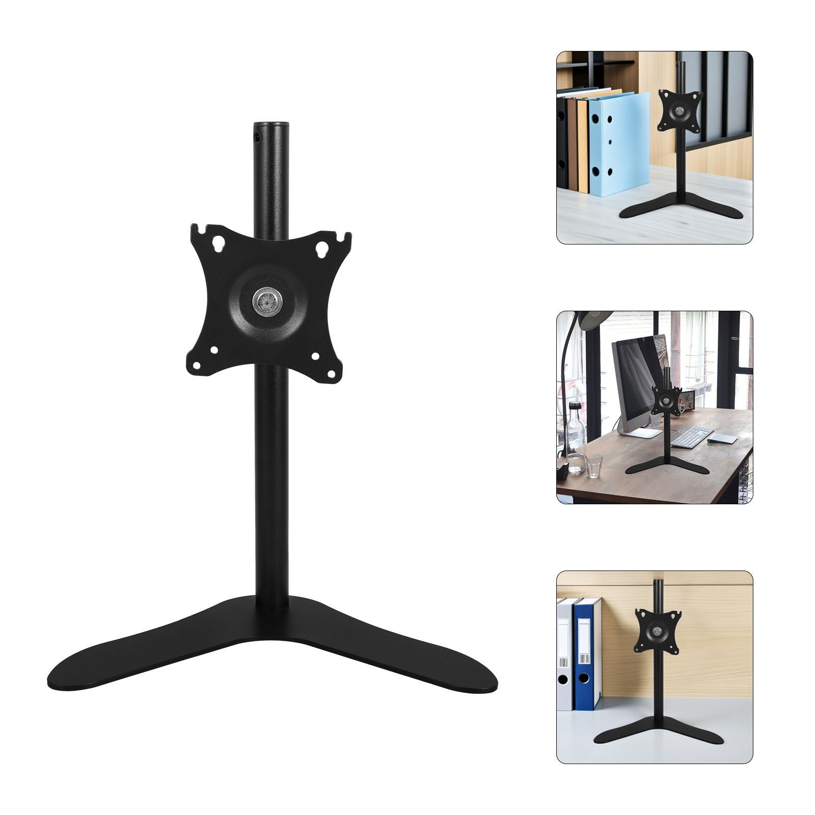 Angoily Supporto per Monitor da 14-27" Rotazione a 360°, Inclinazione ±45° e Altezza Regolabile in Acciaio Laminato a Freddo per Postazioni di Lavoro Domestiche