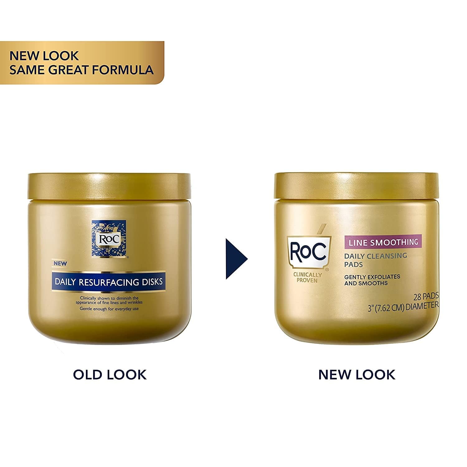 RoC Daily Resurfacing Facial Disks, Exfoliating Cleansing Pads, 28 ct