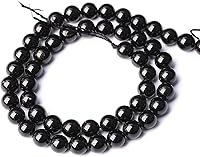 Vista 5 de 88 cuentas de turmalina negra natural de grado A para hacer joyas, pulseras de cristal, 1 hebra