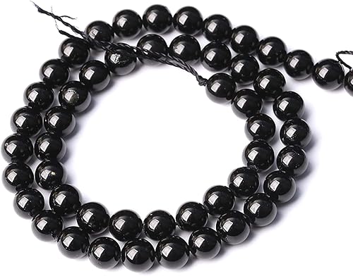 Miniatura 5 de 60 cuentas de turmalina negra natural de grado A para hacer joyas, pulseras de cristal, 1 hebra