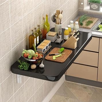 Folding Laundry Table Workbench for Small Spaces, Floating Wall-Mounted Drop-Leaf Table Dining Kitchen Side Table Computer Desk, Smooth and Easy to Clean, Multi-Size