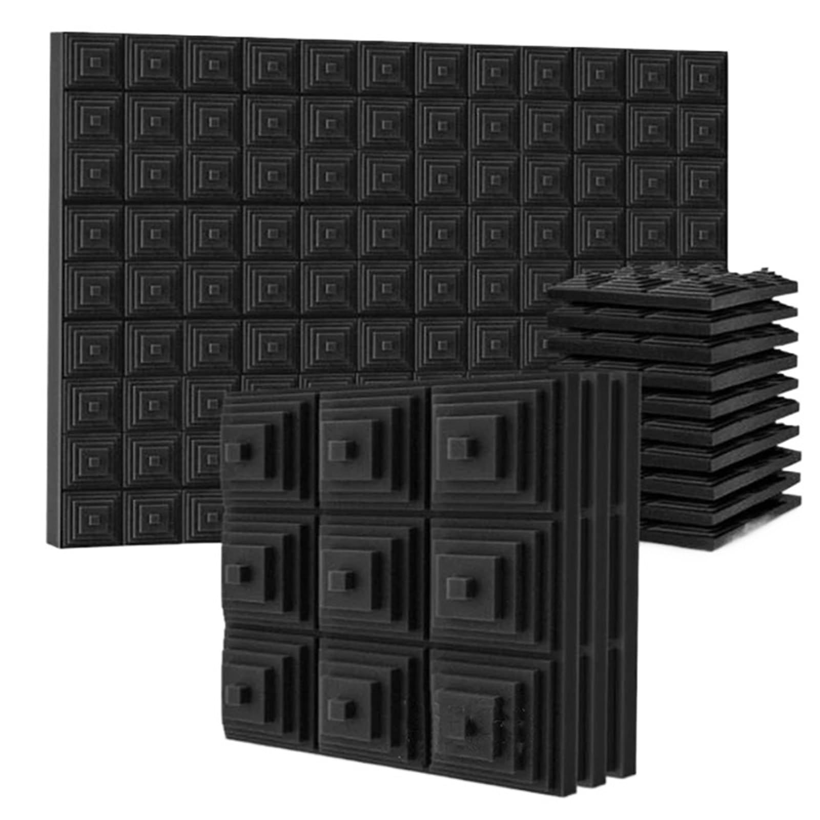 Paneles AcúSticos Panel de espuma acústica de 12 Uds., Panel de espuma de aislamiento acústico, estera de reducción de ruido for estudio de música, dormitorio, hogar, 5x30x30cm Para Estudio, Gaming, P
