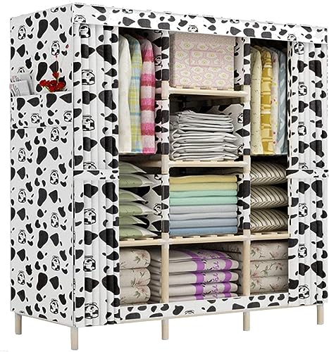 Armoire en toile portable C-130x45x170cm avec penderie et poches de rangement